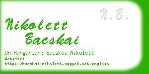 nikolett bacskai business card